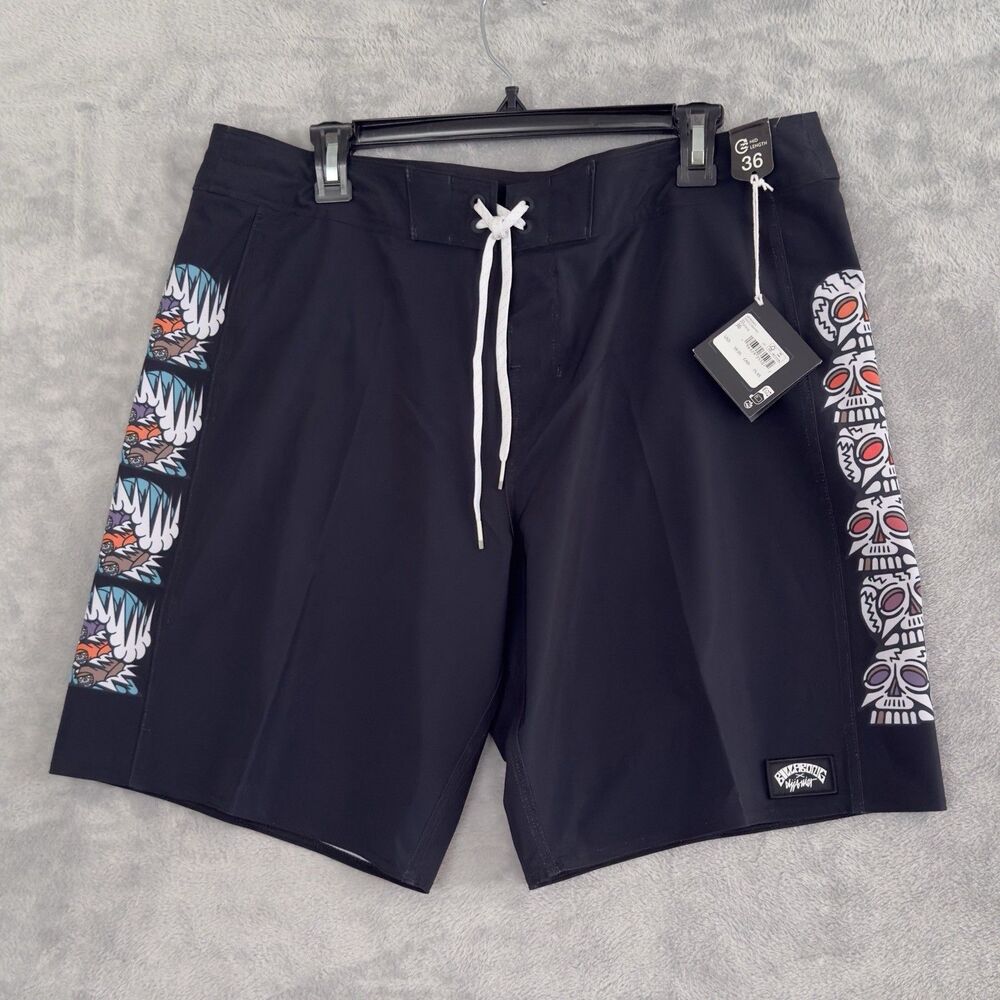 Billabong D Bah Pro Board Shorts Mens 36 Skulls Gallery Mid Black Surf